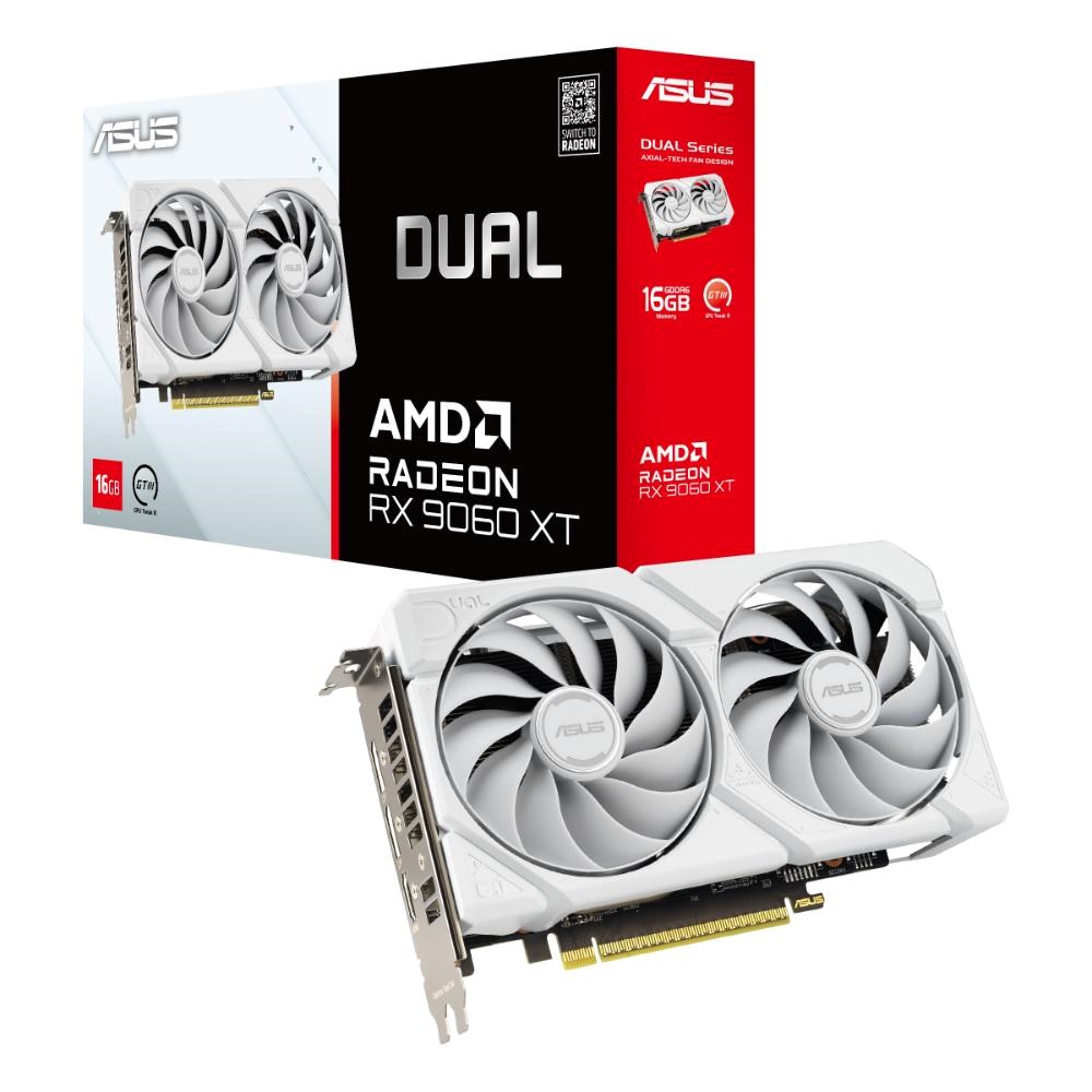 ASUS VGA AMD Radeon RX 9060 XT DUAL 16GB WHITE,  RX 9060 XT,  16GB GDDR6,  2xDP,  1xHDMI2 