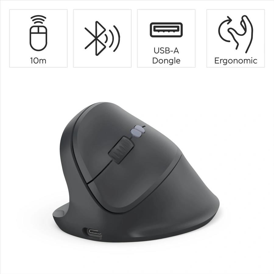 Hama vertikálna ergonomická bezdrôtová myš EWM-600L, pre ľavákov, nabíjacia, čierna8 