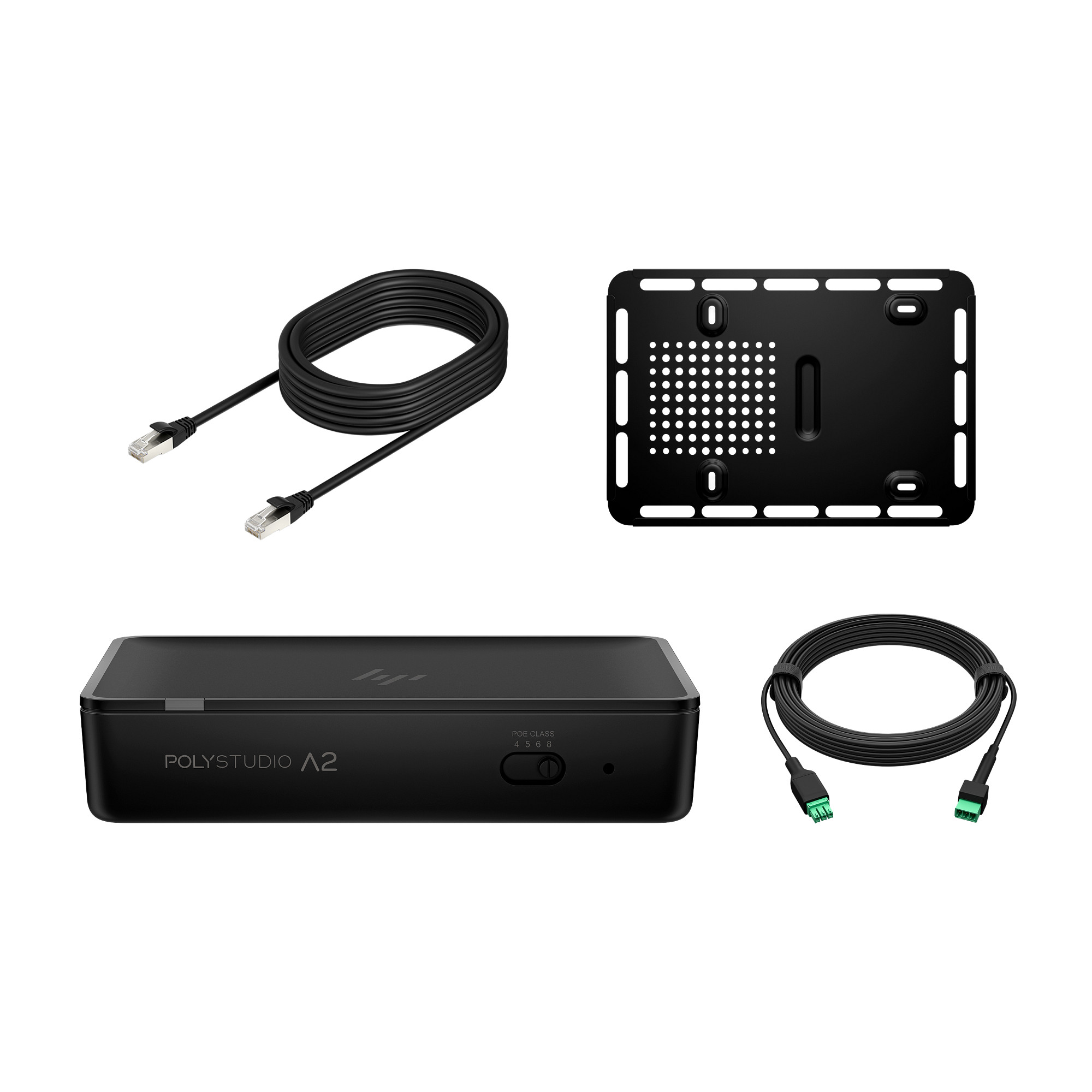 HP Poly Studio A2 Audio Bridge w/  CAT6A and Mic Extension Cable and Mounting Plate1 