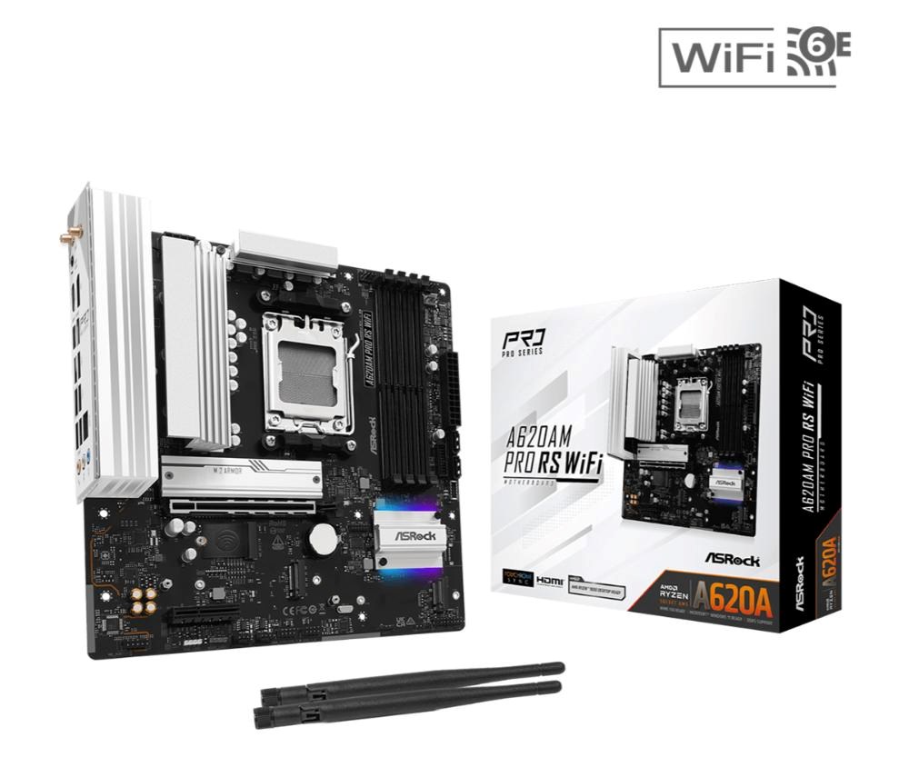 ASRock MB Sc AM5 A620AM PRO RS WIFI,  AMD X620,  4xDDR5,  1xHDMI,  1xDP,  WI-FI3 