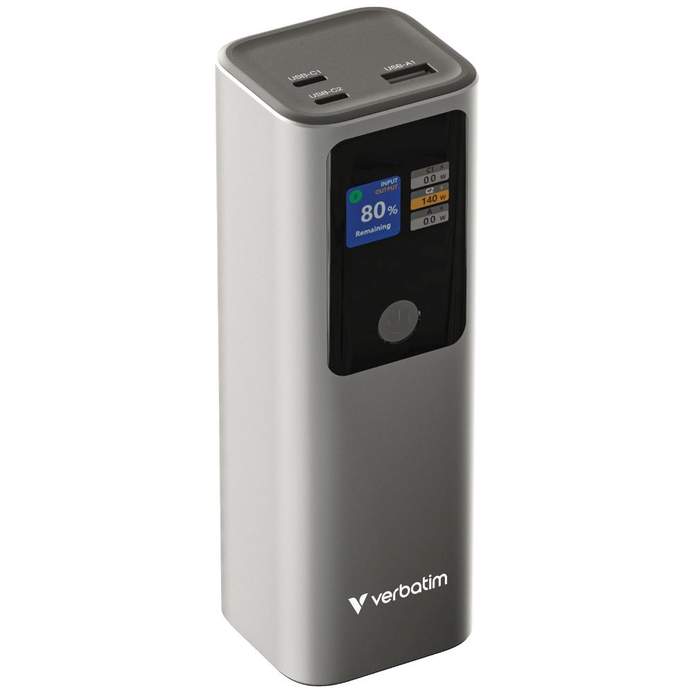 VERBATIM Powerbanka Charge "n" Go,  27000 mAh,  2x USB-C 140W,  1x USB-A 18W,  Šedá0 