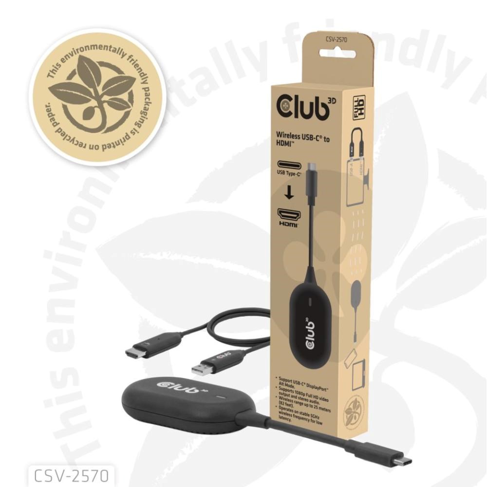 Club3D Bezdrátový adaptér (vysílač) USB-C na HDMI,  Full HD,  dosah 25m8 