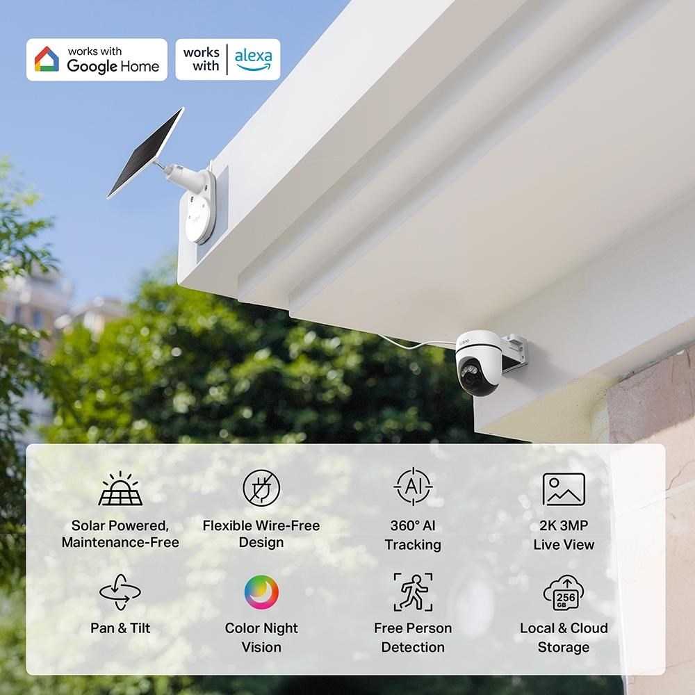 TP-Link Tapo C610 KIT venkovní kamera,  solární panel (3MP,  2K,  1296p,  IR 10m,  WiFi,  micro SD card,  IP65)3 