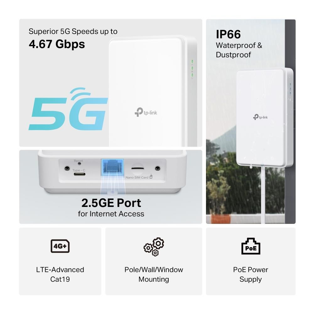 TP-Link NE200-Outdoor venkovní 5G,  4G LTE router (5G,  4G LTE, 1x2, 5GbE, 1xnanoSIM)3 