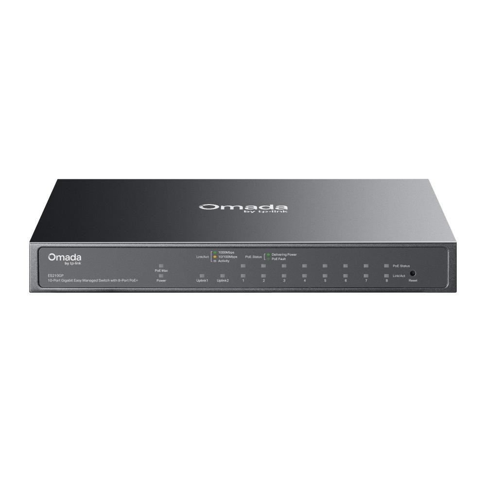 TP-Link OMADA switch ES210GP (9xGbE, 1xGbE/ SFPcombo, 8xPoE+, 63W,  fanless)0 