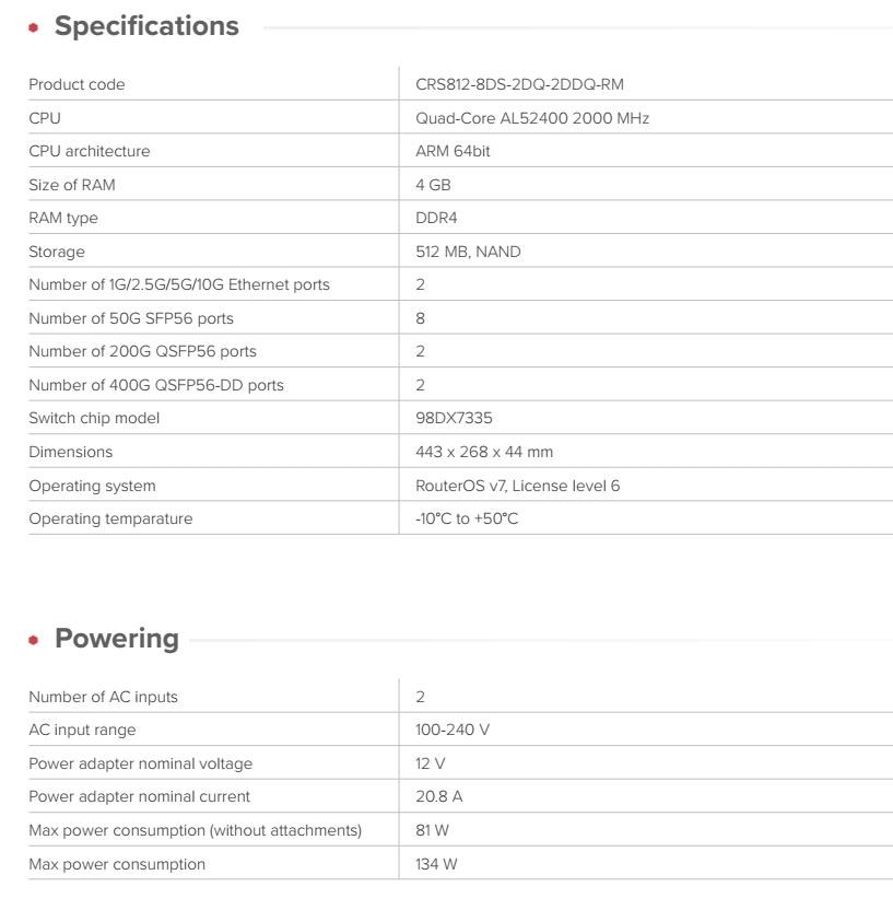 MikroTik CRS812-8DS-2DQ-2DDQ-RM 2x 400G QSFP-DD,  2x 200G QSFP56,  8x 50G SFP56,  2x 10GE Cloud Router Switch3 