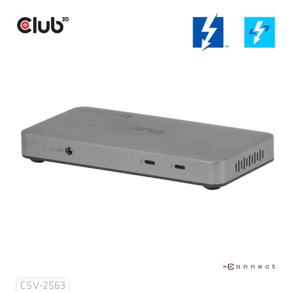 Club3D hub Thunderbolt 5 5v1,  3x USB-C TB5,  1x USB-A,  1x8K60Hz,  3x 5K60Hz,  certifikace Thunderbolt Share,  180W7 