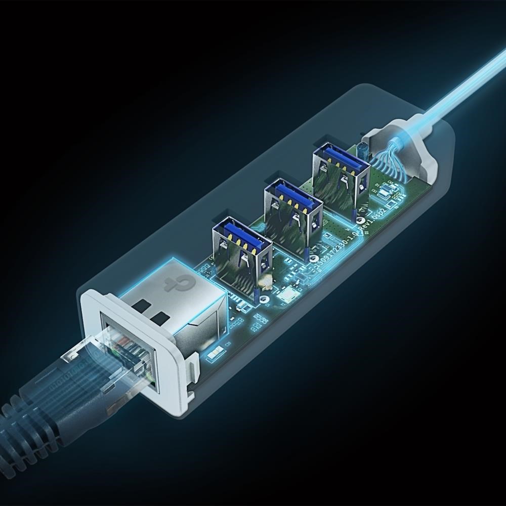TP-Link UE330C USB-C/ Ethernet síťový adaptérm USB hub (1xUSB3.0 -> 1xGbE,  3xUSB3.0)2 