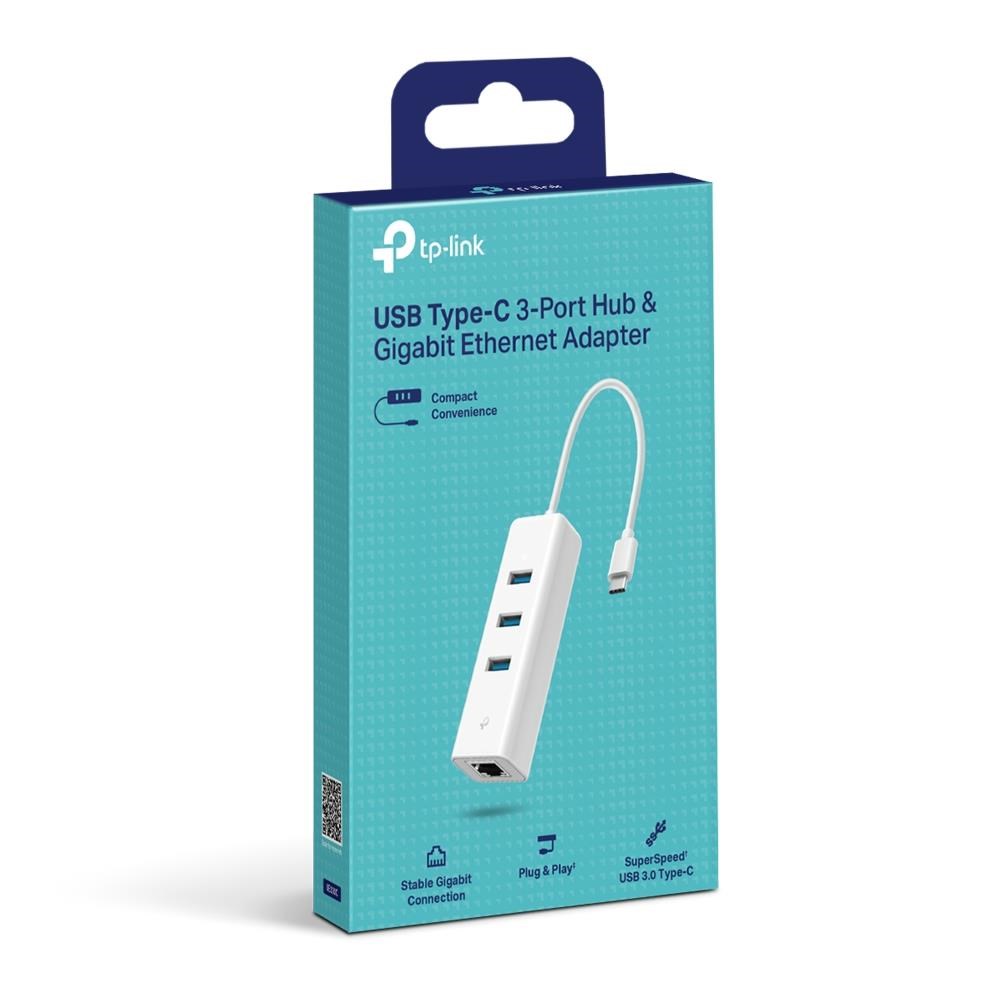 TP-Link UE330C USB-C/ Ethernet síťový adaptérm USB hub (1xUSB3.0 -> 1xGbE,  3xUSB3.0)3 