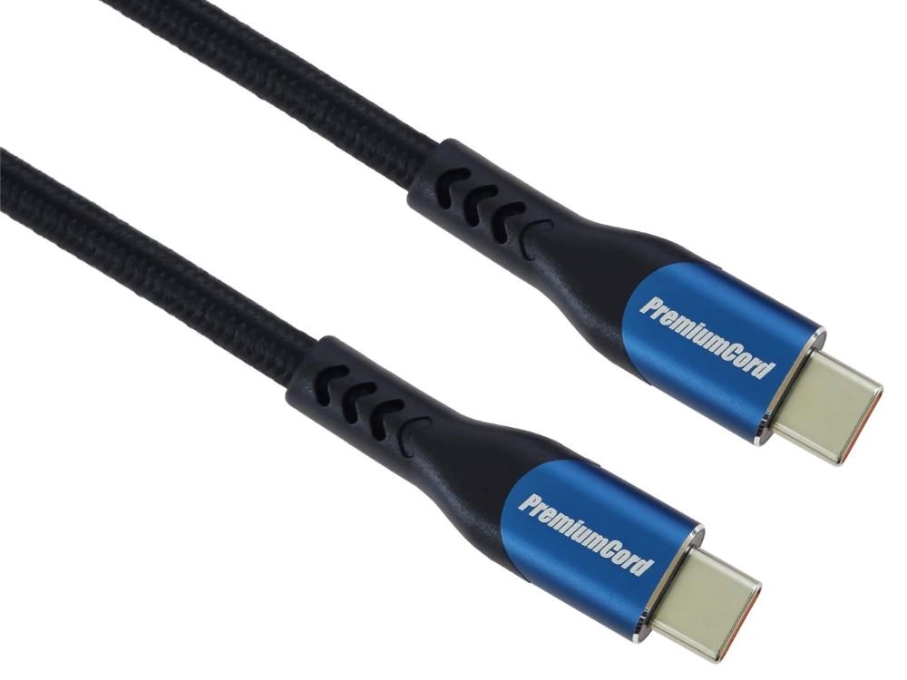 PremiumCord USB-C kabel ( USB 3.2 GEN 2x2,  5A,  100W,  20Gbit/ s ) 2m,  bavlněný oplet1 