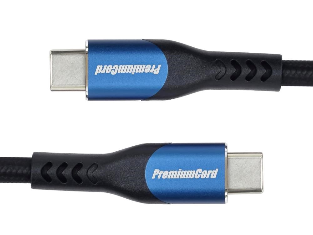 PremiumCord USB-C kabel ( USB 3.2 GEN 2x2,  5A,  100W,  20Gbit/ s ) 2m,  bavlněný oplet4 