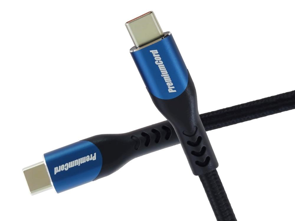 PremiumCord USB-C kabel ( USB 3.2 GEN 2x2,  5A,  100W,  20Gbit/ s ) 2m,  bavlněný oplet5 