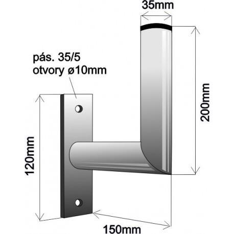 Držák antény na zeď,  galvanický zinek,  délka 15cm,  výška 20cm1 
