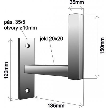 Držák antény na zeď pro NanoStation,  galvanický zinek,  délka 14cm2 