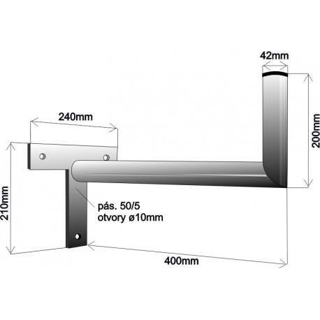 Držák antény na zeď,  tvar T,  žárový zinek,  délka 40cm1 
