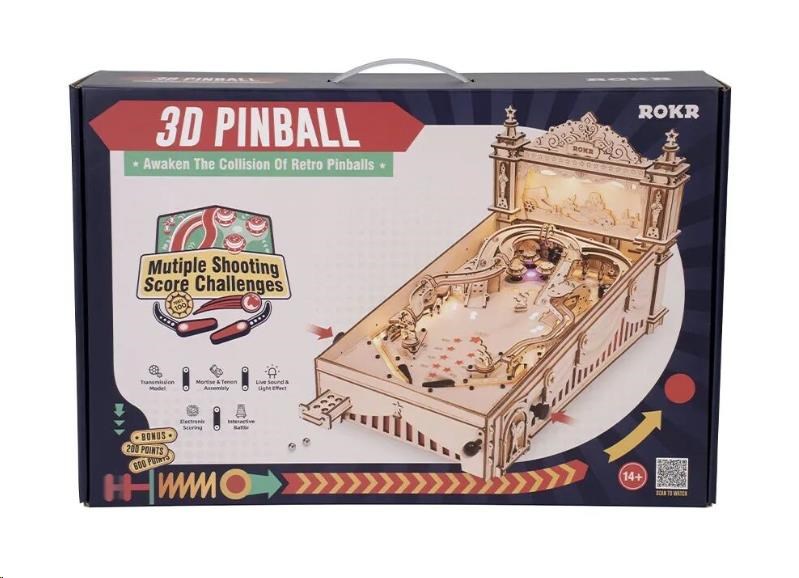 RoboTime 3D Dřevěné puzzle Hrací automat - Pinball Machine1 
