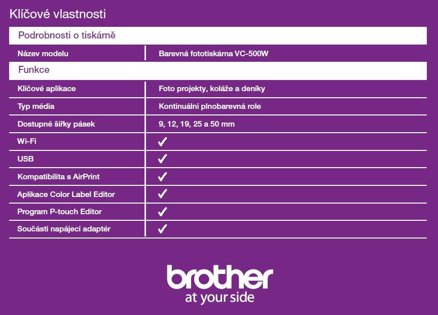 BAZAR - BROTHER tiskárna štítků FOTO - VC500W - WIFI,  USB,  COLOR bez potřeby inkoustu - Integrovaný odstřih - Poškozený3 