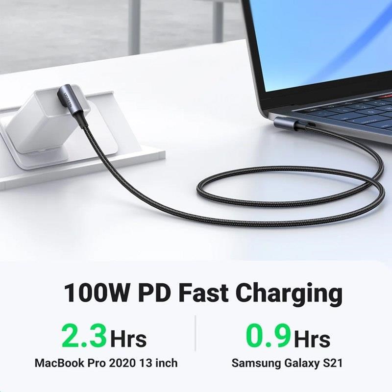 PremiumCord USB-C 2x zahnutý kabel ( USB 3.2 GEN 2x2,  5A,  100W,  20Gbit/ s ) bavlněný oplet,  délka: 0, 5m3 