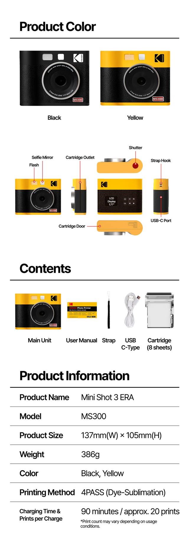 KODAK instantní fotoaparát Cam Mini Shot 3 Era4 