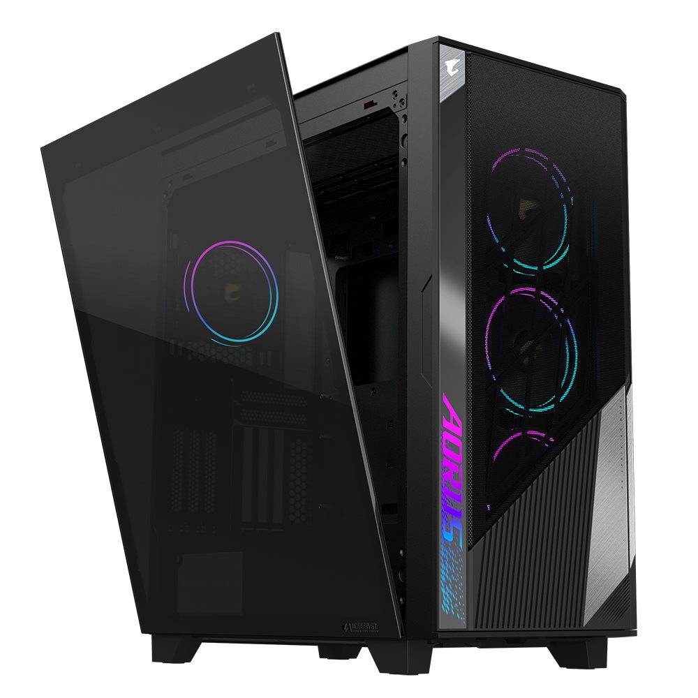 BAZAR - GIGABYTE case AORUS C500 GLASS,  bez zdroje,  průhledná bočnice,  Mid Tower,  černá - Poškozený obal (Komplet)3 