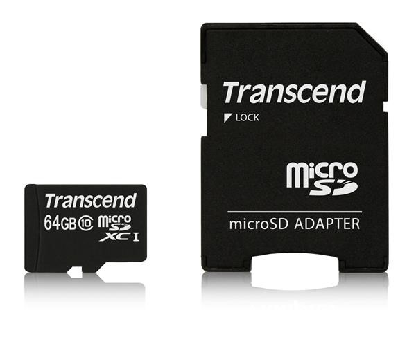 Karta TRANSCEND MicroSDXC 64 GB Class 10,  UHS-I (45 MB/ s)1 