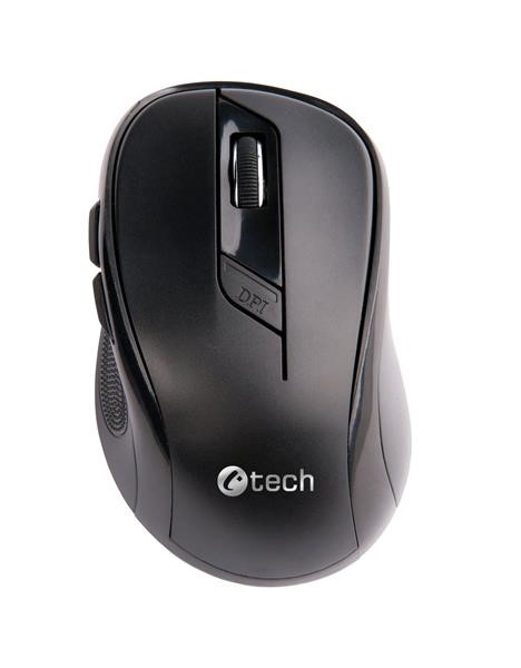 Myš C-TECH WLM-02,  čierna,  bezdrôtová,  1600DPI,  6 tlačidiel,  USB nano prijímač1 
