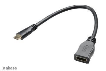 AKASA redukčný kábel HDMI mini na HDMI samica,  full HD,  25 cm0 