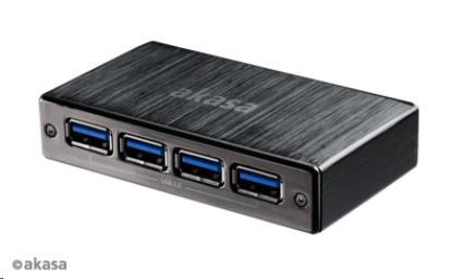AKASA HUB USB Connect 4SV,  4x USB 3.0,  vonkajšia,  hliníková,  čierna0 