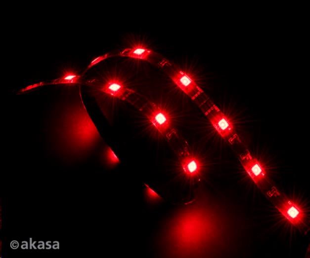 AKASA LED pásik Vegas,  napájanie Molex 12V,  60cm,  červený1 