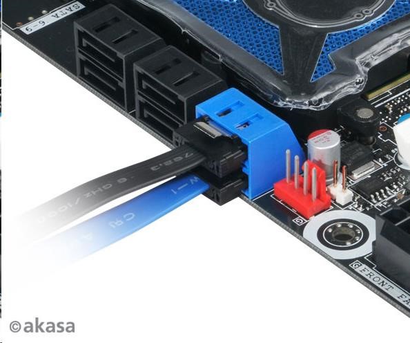 AKASA Super tenký dátový kábel SATA3 pre HDD,  SSD a optické mechaniky,  modrý,  15 cm2 