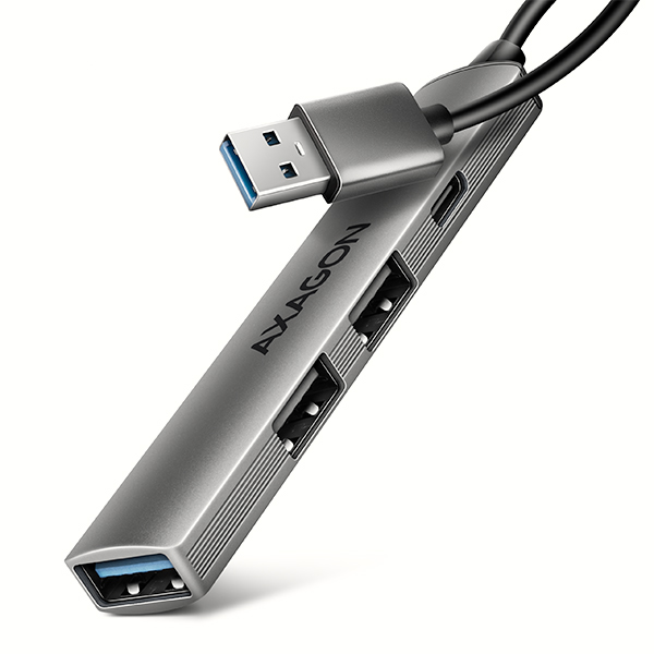AXAGON HUE-STA, 4x USB ALU STRIP hub, 1x USB-A 5Gbps, 2x USB-A & 1x USB-C 480Mbps, kábel USB-A 12cm