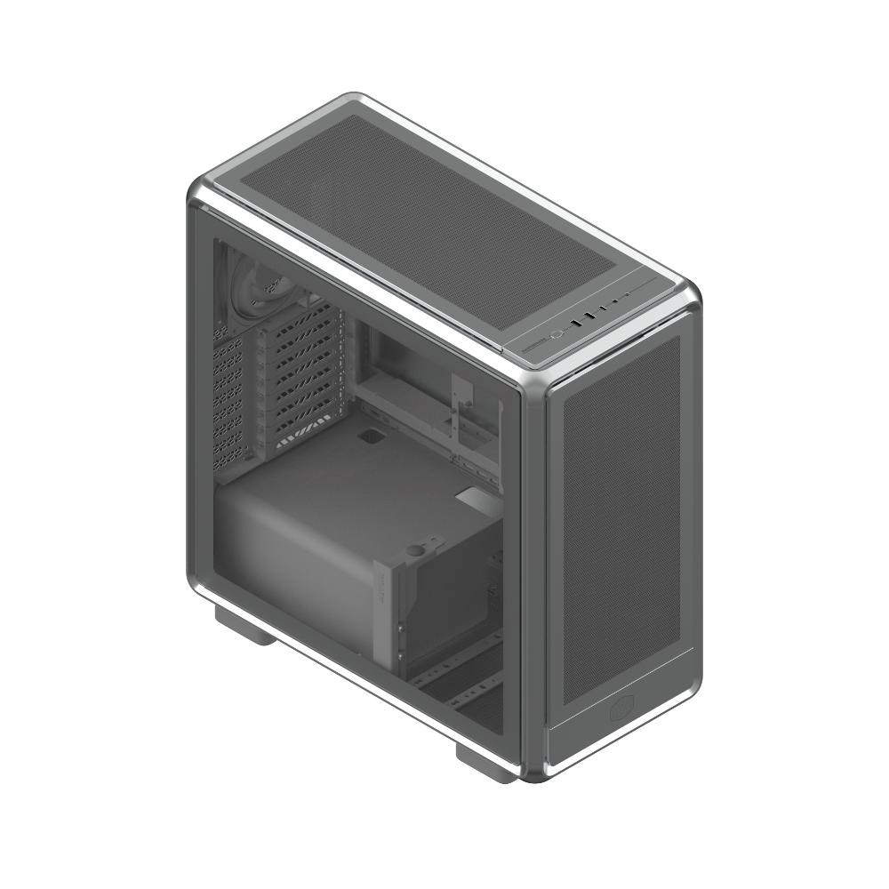 Cooler Master case MasterFrame 600 Mesh Silver ARGB,  Průhledná bočnice,  ATX,  2x 200mm ARGB Fan,  1x 120mm ARGB Fan,  Šedá8 