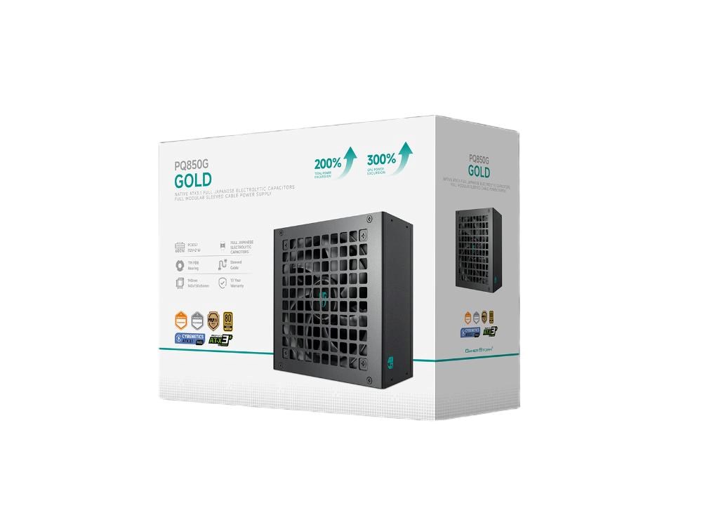 DEEPCOOL GAMERSTORM zdroj 850W PQ850G,  120mm,  Plně modulární,  80+ Gold,  ATX 3.1,  černá8 