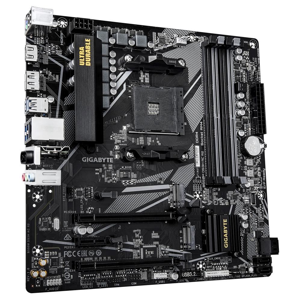 GIGABYTE MB Sc AM4 B550M DS3H AC R2,  AMD B550,  4xDDR5,  DP,  HDMI,  mATX2 