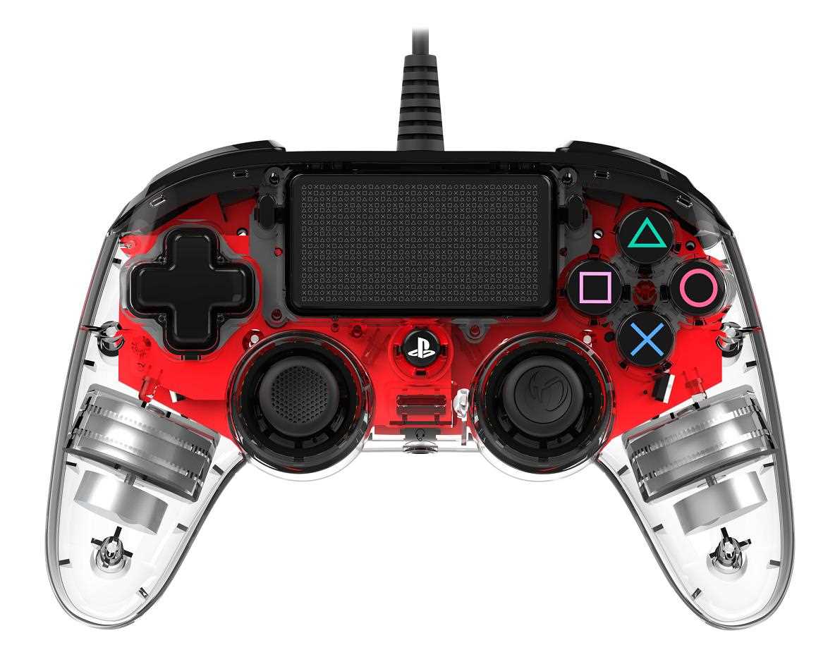 Nacon Wired Compact Controller - ovladač pro PlayStation 4 - průhledný červený1 