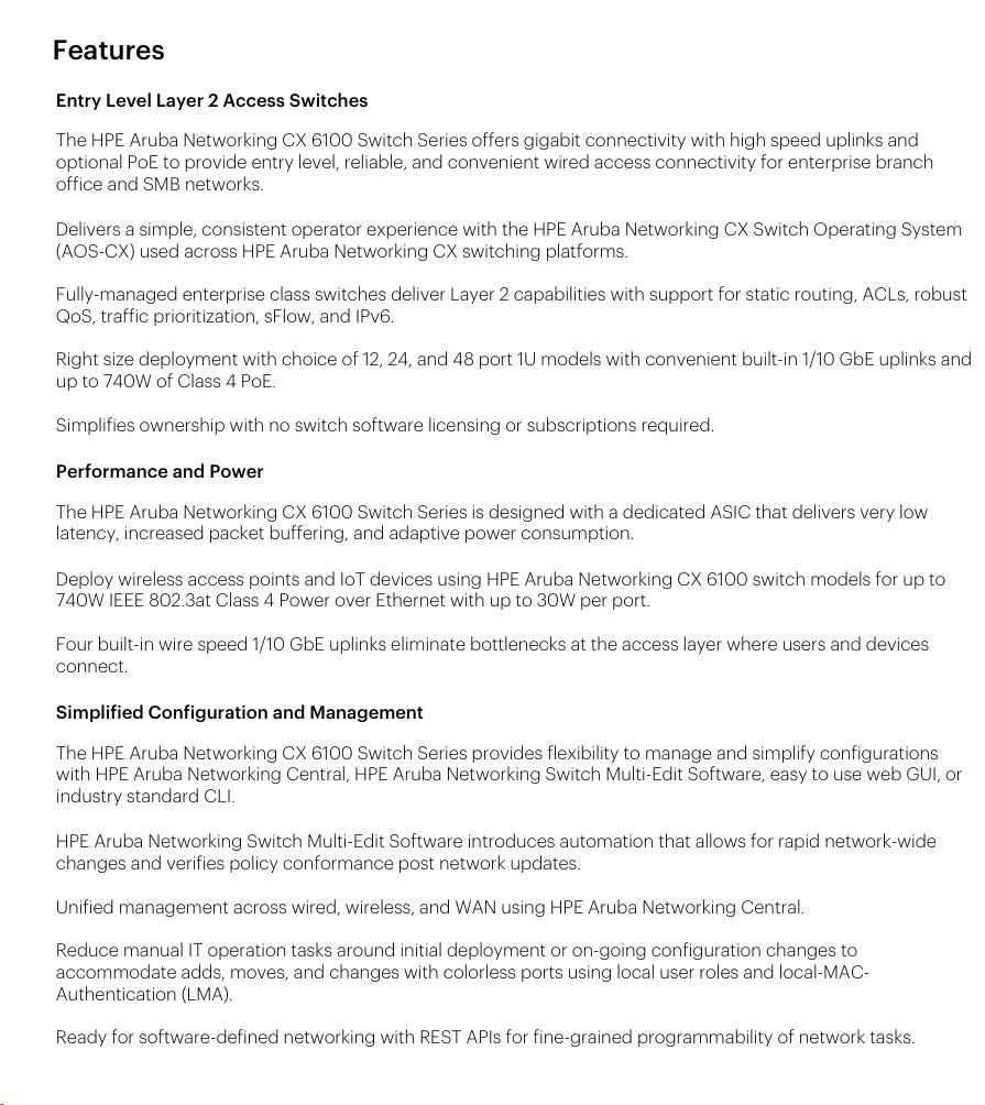 Aruba 6100 12G Class4 PoE 2G/ 2SFP+ 139W Switch JL679A RENEW5 