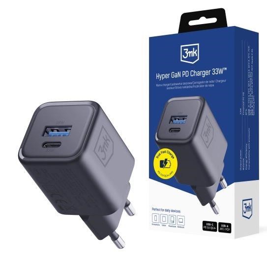 3mk napájecí adaptér Hyper Charger PD 33W GaN QC4+ PPS AFC FCP SCP 1A1C  Black0 