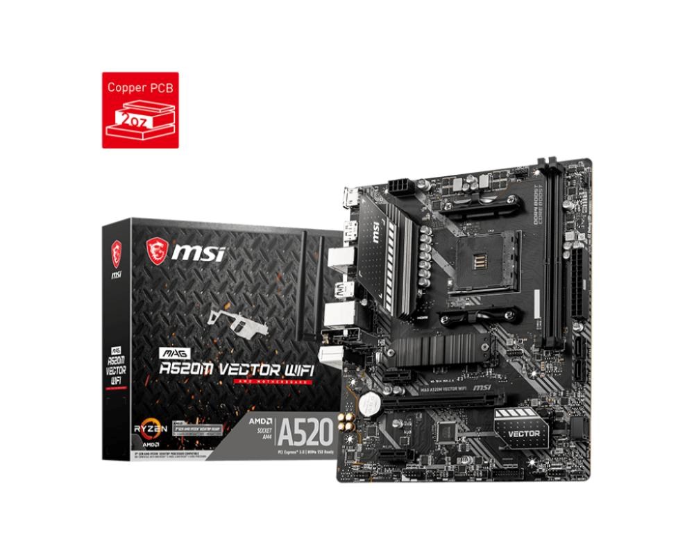 MSI MB Sc AM4 MAG A520M VECTOR WIFI,  AMD A520,  2x DDR4,  WiFi,  1x DP,  1x HDMI,  m-ATX0 