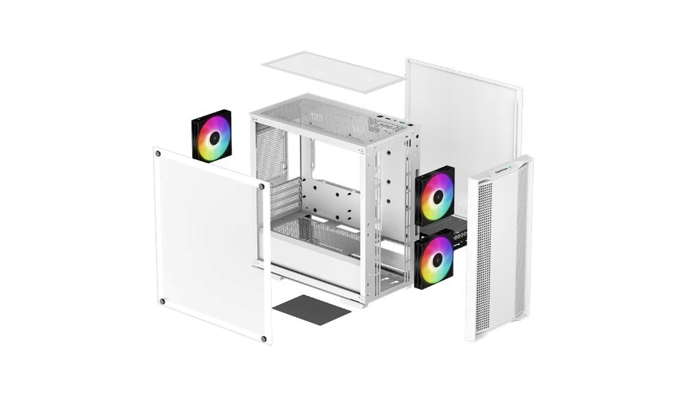 DEEPCOOL Case CC360 WH ARGB,  mATX,  Průhledná bočnice,  3x120mm Fan,  bílá13 