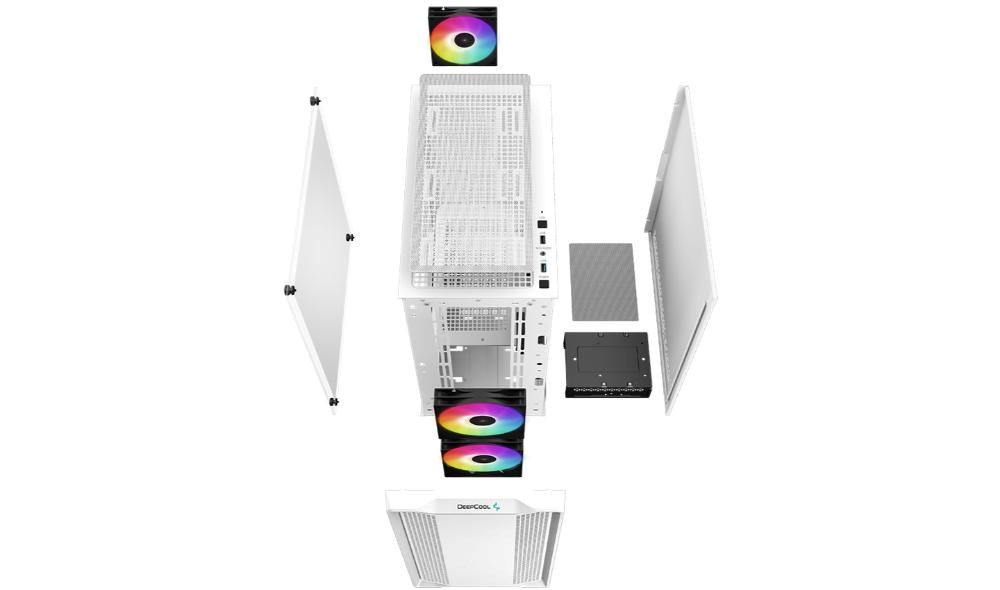 DEEPCOOL Case CC360 WH ARGB,  mATX,  Průhledná bočnice,  3x120mm Fan,  bílá4 