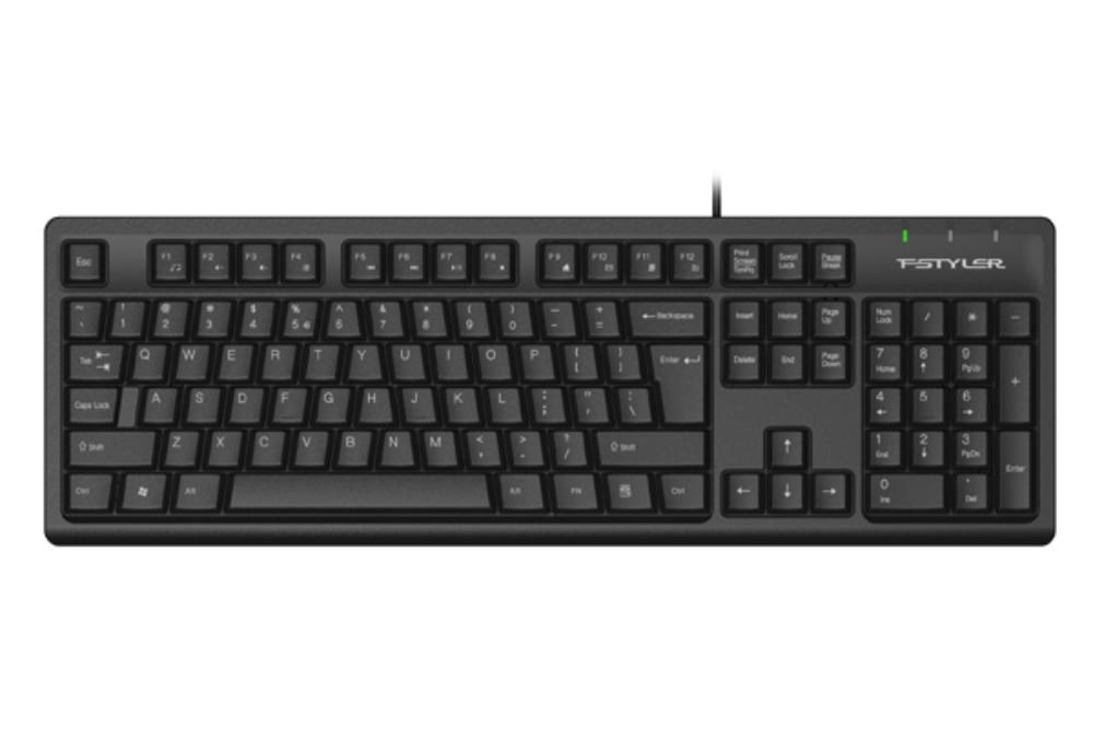 A4tech FKS12,  multimediální kancelářská tichá klávesnice,  CZ/ US,  USB,  černá0 