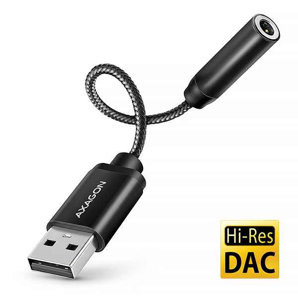 AXAGON ADA-HA, USB-A na 3.5mm jack Hi-Res DAC audio adaptér, 384kHz/ 32bit, stereo