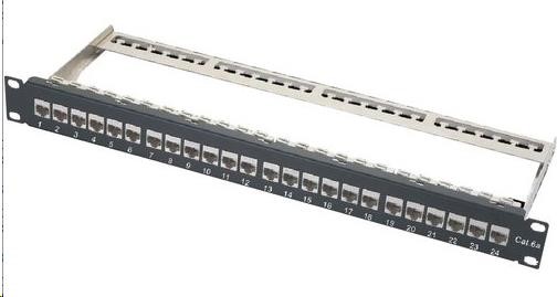XtendLan Patch panel, 19"", 24 portů, vyjmutelné keystone, Cat6a, stíněný0 