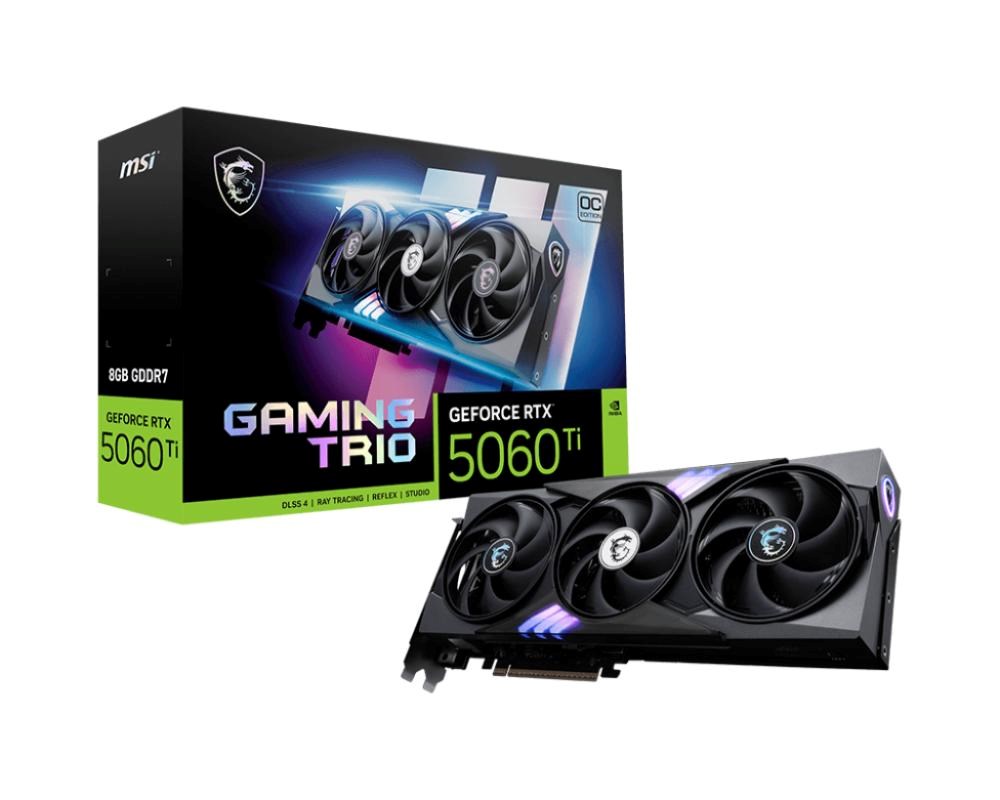 MSI VGA NVIDIA GeForceRTX 5060 Ti 8G GAMING TRIO OC,  RTX 5060 Ti,  8GB GDDR7,  3xDP,  1xHDMI0 