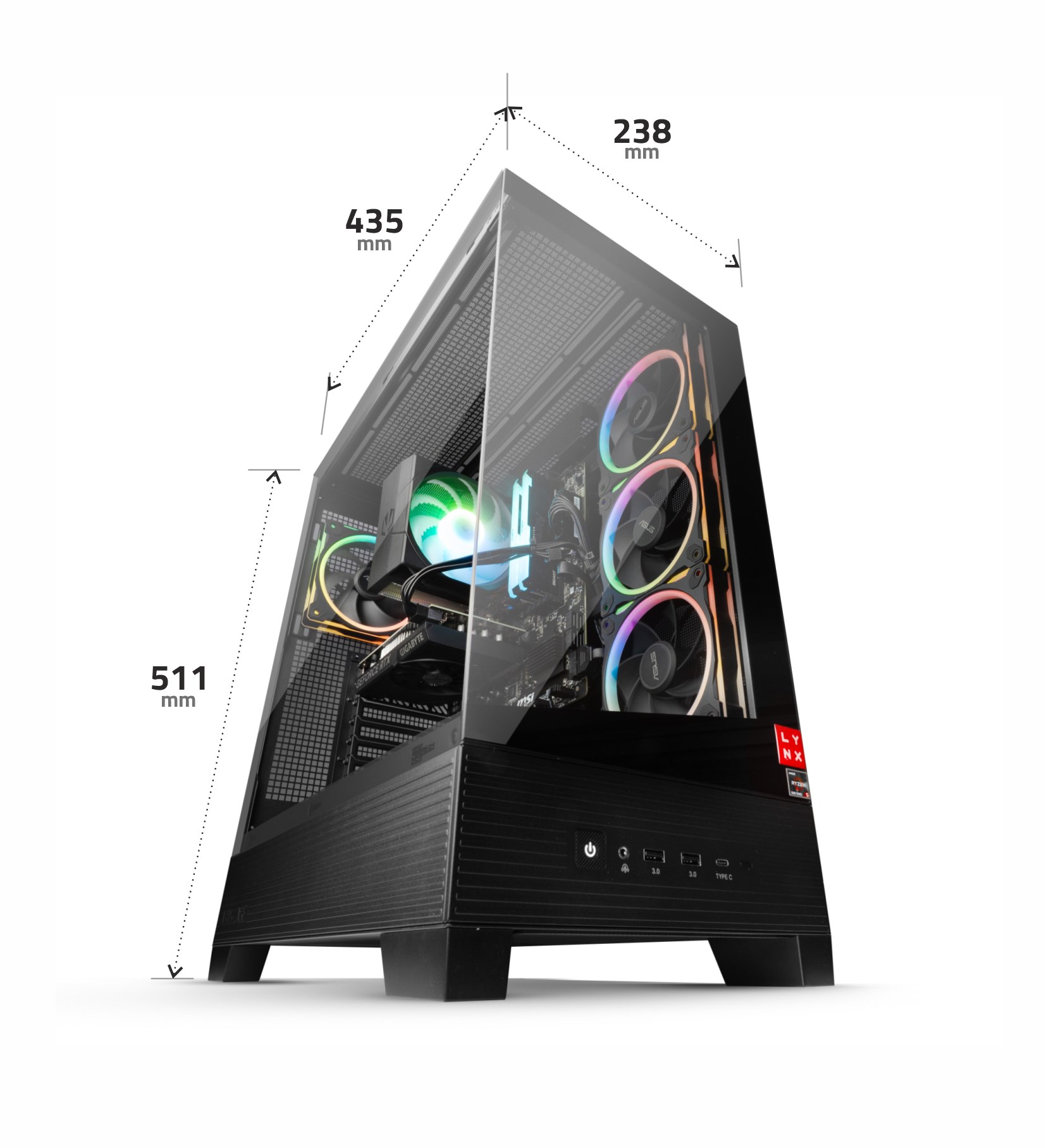 LYNX Challenger Ryzen 7 5800X 32GB 1TB SSD NVMe RTX 5070 12G W11 Home7 