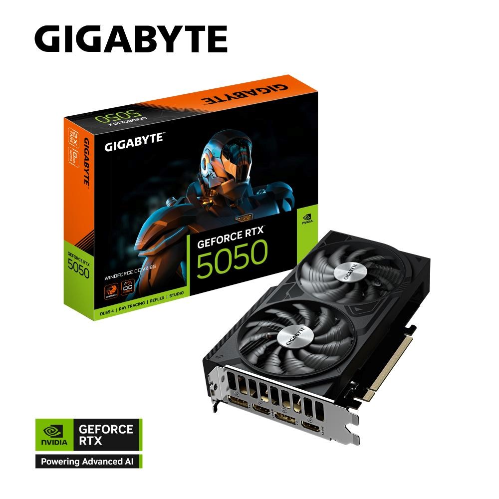 GIGABYTE VGA NVIDIA GeForce RTX 5050 WINDFORCE OC V2 8G,  8G GDDR6,  2xDP,  2xHDMI10 