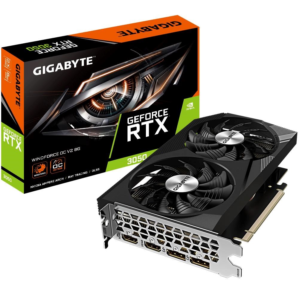 GIGABYTE VGA NVIDIA GeForce RTX 3050 WINDFORCE OC 8G V2,  8GB GDDR6,  2xDP,  2xHDMI0 