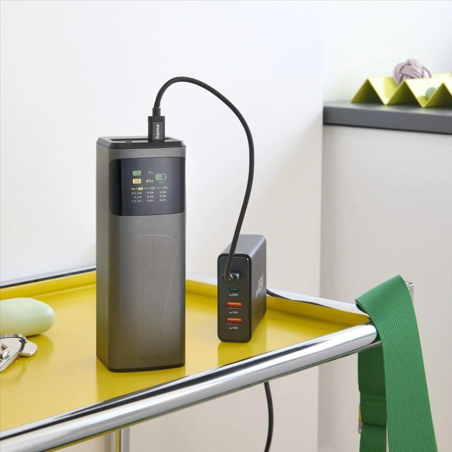 Hama High Power 150 W,  powerbanka,  24000 mAh,  2x USB-C,  1x USB-A,  PD,  QC,  displej4 