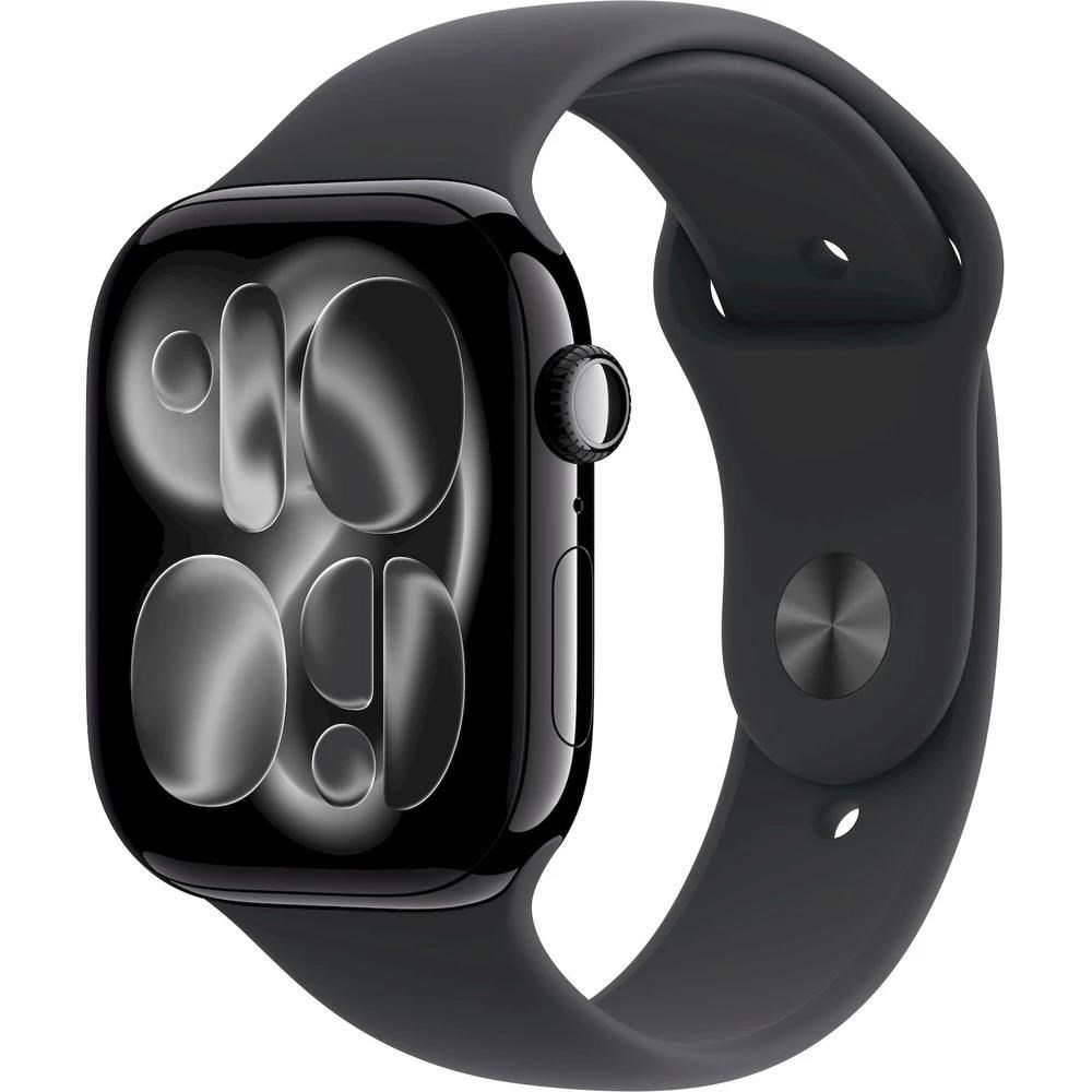Apple Watch Series 11 GPS + Cellular 42mm Jet Black Aluminium Case with Black Sport Band - M/ L0 