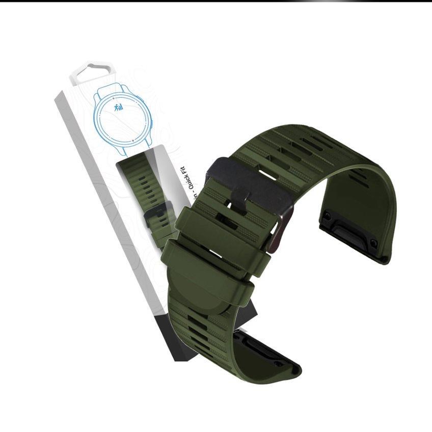 RhinoTech řemínek pro Garmin QuickFit silikonový outdoor 26mm tmavě zelený1 